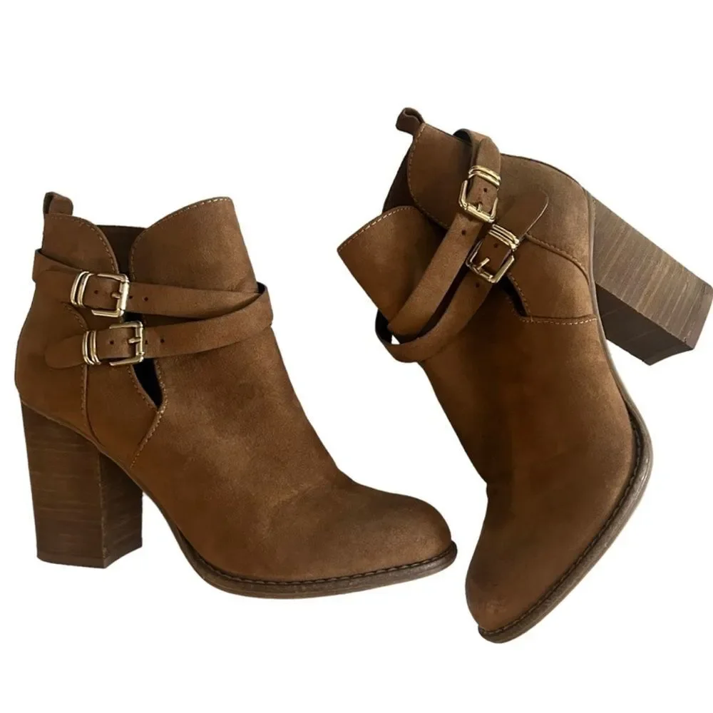 ALDO Suede Leather Buckle Ankle Booties 8 - Picture 10 of 15